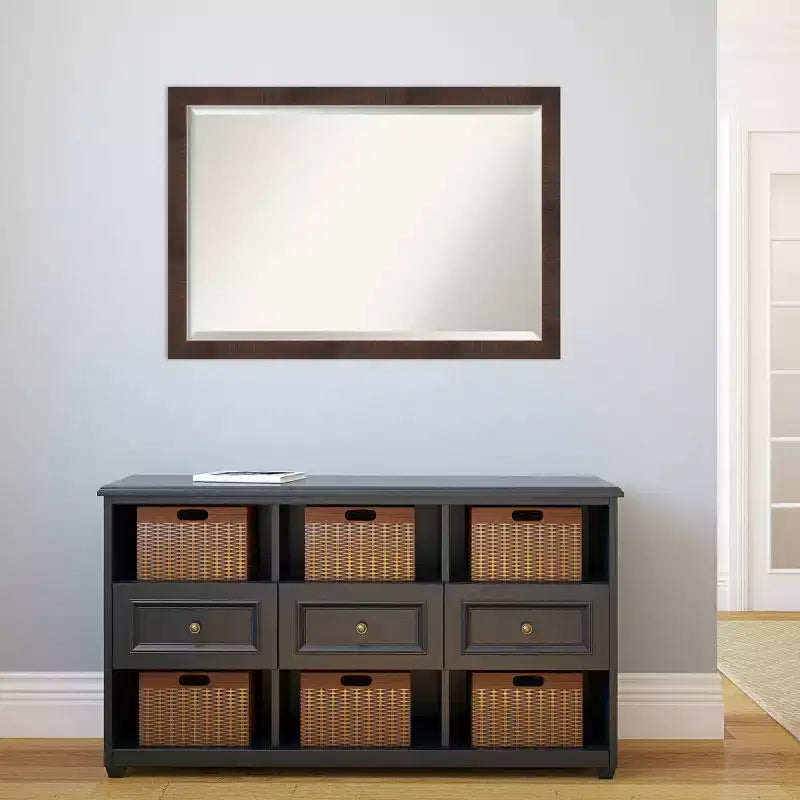 Specchio da parete Wildwood Narrow incorniciato marrone 39"x27" - Smussato, rettangolare, cornice in polistirolo