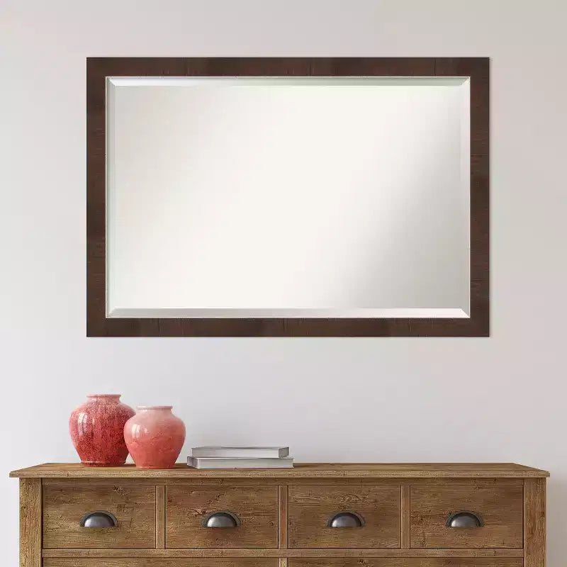 Specchio da parete Narrow incorniciato marrone 39"x27" - Smussato, rettangolare, cornice in polistirolo