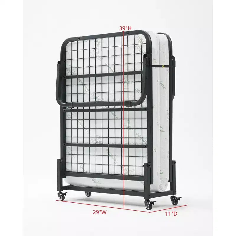 Letto Pieghevole - Struttura in Metallo Portatile con Materasso in Schiuma per Camera Ospiti