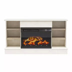 Oslo Fireplace Console for 65 TVs, Plaster and Blonde Oak