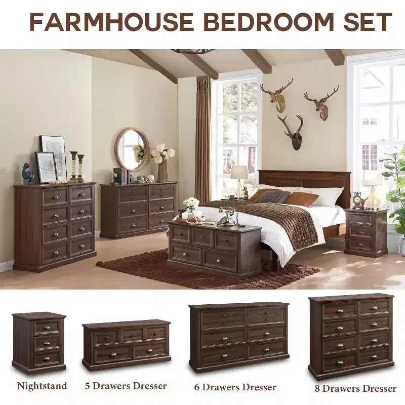 Cassettiera da fattoria con 5 cassetti, cassettiera orizzontale larga 114 cm per camera da letto, cassettiera rustica in legno per armadi