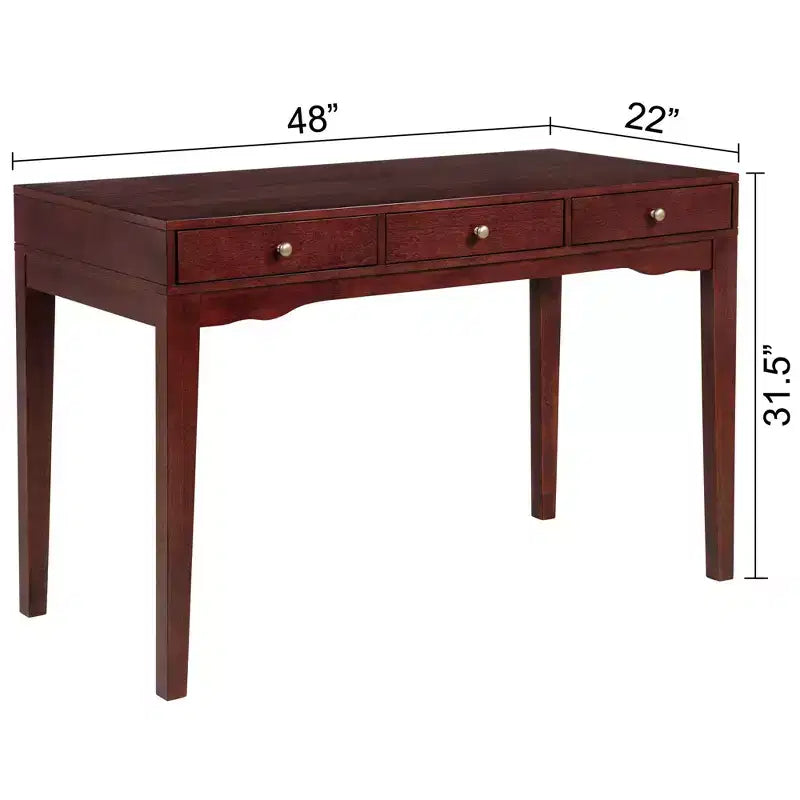Scrivania in legno massello per libreria/ufficio domestico con 3 cassetti, ciliegio