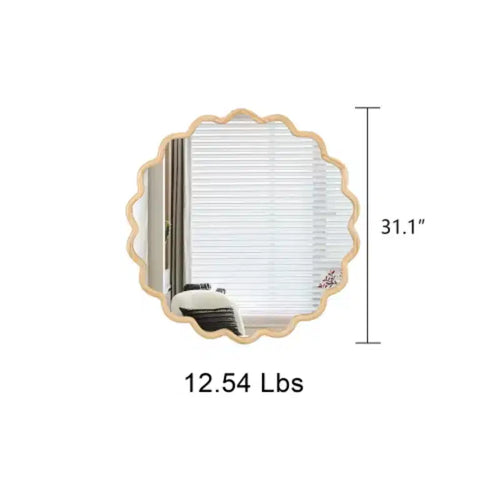 Specchio ondulato in legno massello 31 x 31 - Specchio da parete decorativo in legno naturale, per camera da letto, soggiorno, sala da pranzo, guardaroba, ingresso