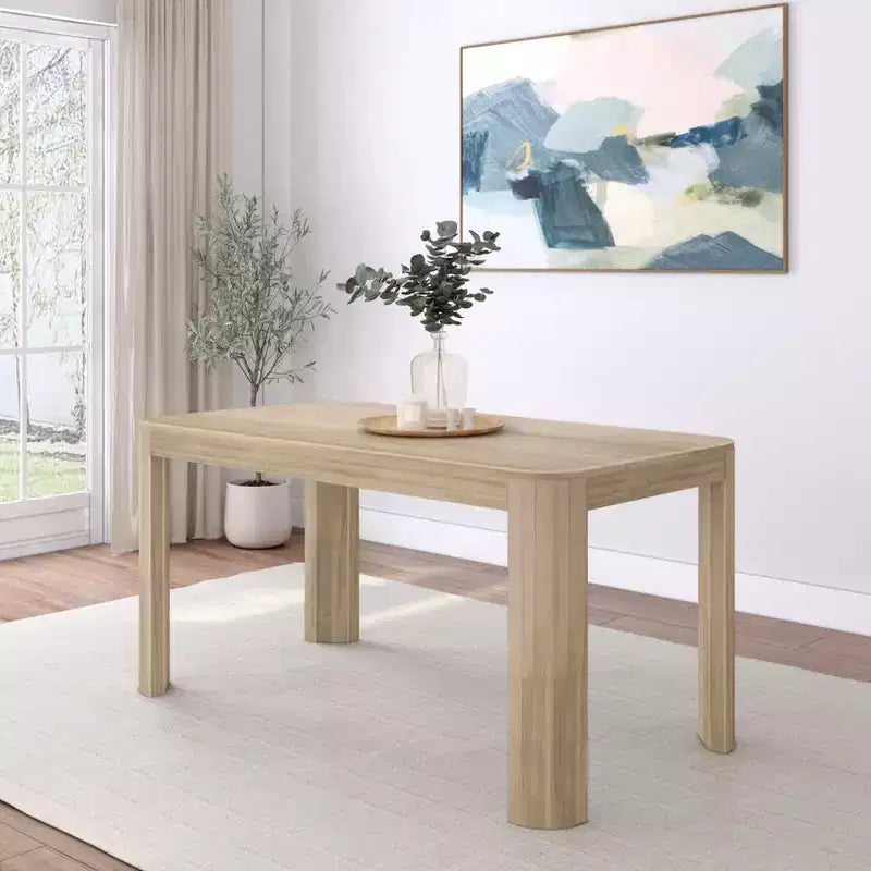Tavolo da Pranzo Rotondo in Legno Massello da 152 cm - Tavolo Moderno per 4 Persone