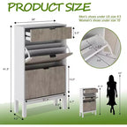 Scarpiera a cassetti a ribalta con design a coste, organizer sottile per scarpe in stile rustico, scarpiera nascosta autoportante per ingresso o corridoio