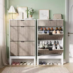 Scarpiera a cassetti a ribalta con design a coste, organizer sottile per scarpe in stile rustico, scarpiera nascosta autoportante per ingresso o corridoio