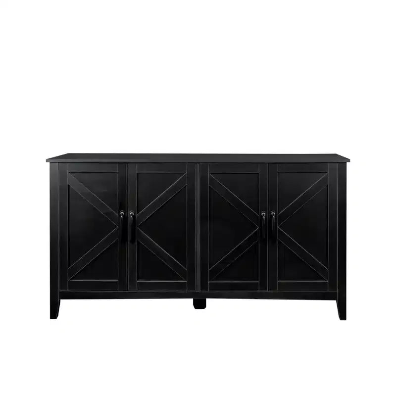 Madia credenza da 150 cm con contenitore, mobile contenitore vintage con 4 ante, armadietto da caffè in stile rustico per cucina, corridoio, ingresso