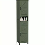Mobile da bagno alto 170 cm con 2 ante scorrevoli e 1 cassetto, mobiletto stretto, ripiani regolabili, mobiletto a pavimento per bagno