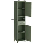 Mobile da bagno alto 170 cm con 2 ante scorrevoli e 1 cassetto, mobiletto stretto, ripiani regolabili, mobiletto a pavimento per bagno