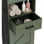 Mobile da bagno alto 170 cm con 2 ante scorrevoli e 1 cassetto, mobiletto stretto, ripiani regolabili, mobiletto a pavimento per bagno