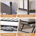 Letto a giorno in metallo matrimoniale, letto a giorno con letto estraibile, con elegante testiera, struttura divano letto, per soggiorno, camera da letto e camera degli ospiti