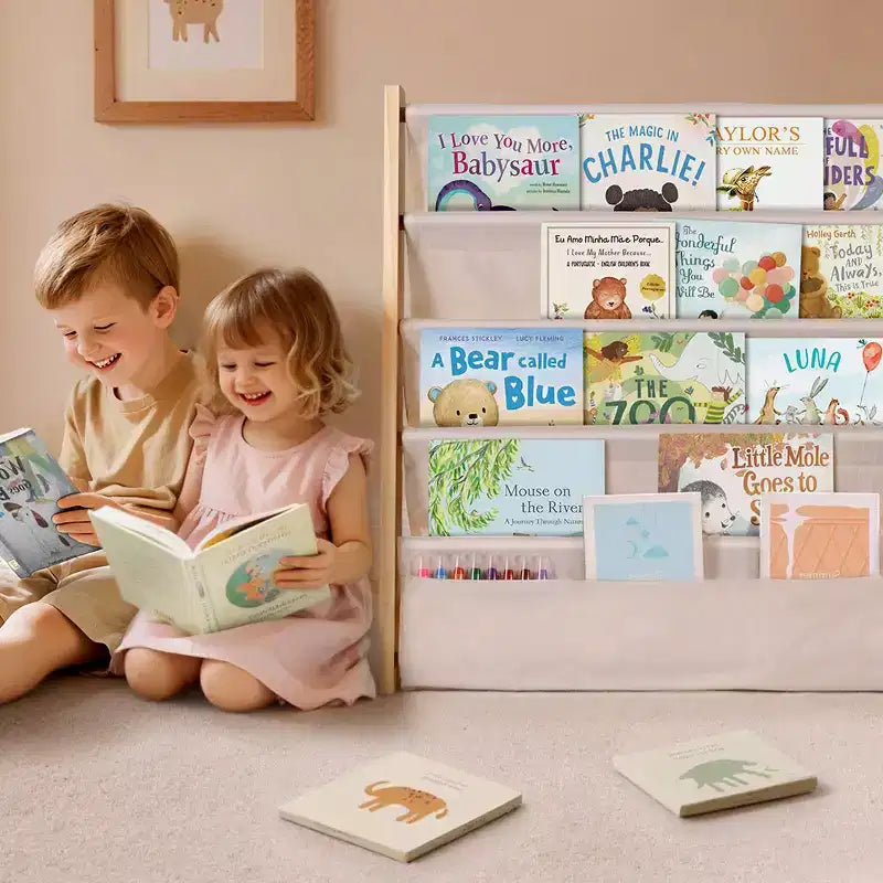 Scaffale/Libreria per Bambini a 4 o 5 Ripiani – Legno Massello, Libreria Compatta, Scaffali Aperti