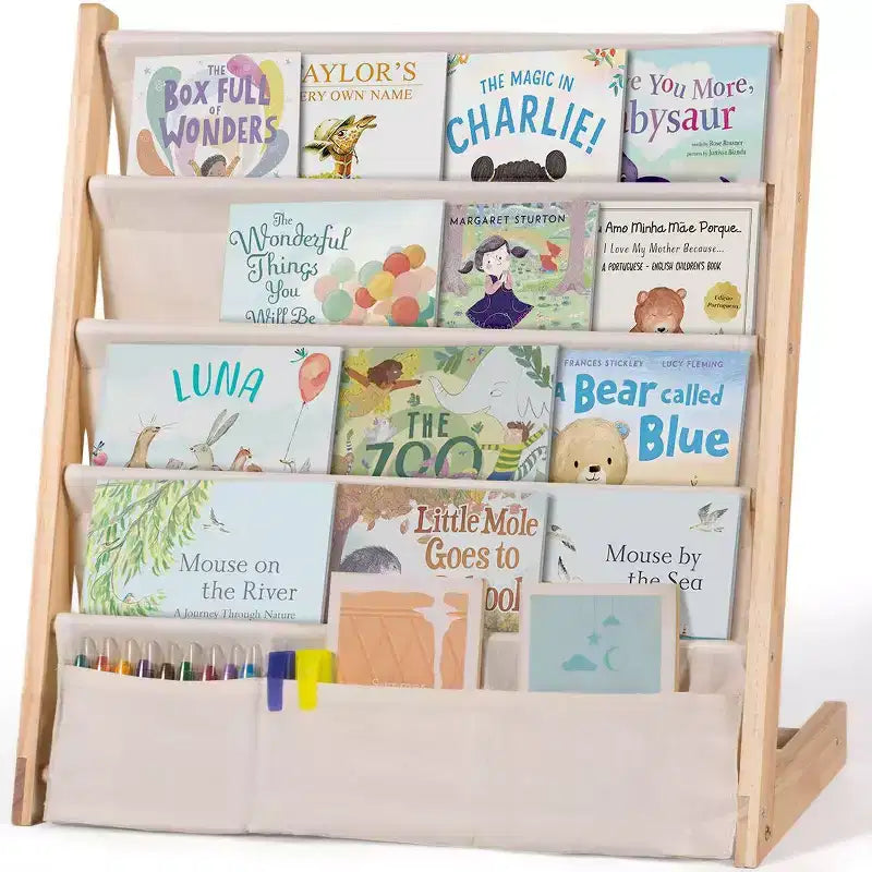 Scaffale/Libreria per Bambini a 4 o 5 Ripiani – Legno Massello, Libreria Compatta, Scaffali Aperti