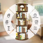 Libreria Girevole, Scaffale ad Angolo a 360° per Piccoli Spazi - Marrone