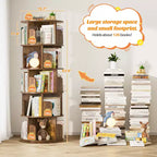 Libreria Girevole, Scaffale ad Angolo a 360° per Piccoli Spazi - Marrone