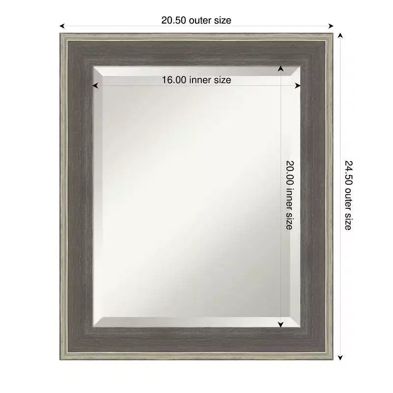 Specchio da parete per bagno con cornice in legno smussato, stile cottage