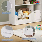 Libreria per bambini a 2 ripiani e organizer per giocattoli con luce a sensore di movimento, scaffale in legno per sale giochi, aule e camerette per bambini