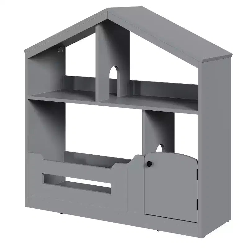 Libreria per bambini a 2 ripiani e organizer per giocattoli con luce a sensore di movimento, scaffale in legno per sale giochi, aule e camerette per bambini