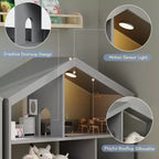 Libreria per bambini a 2 ripiani e organizer per giocattoli con luce a sensore di movimento, scaffale in legno per sale giochi, aule e camerette per bambini