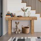 63 Rustic Farmhouse Console Table Tavolo da divano in legno con venature a taglio di coltello e ripiano aperto (per soggiorno/ingresso/corridoio)