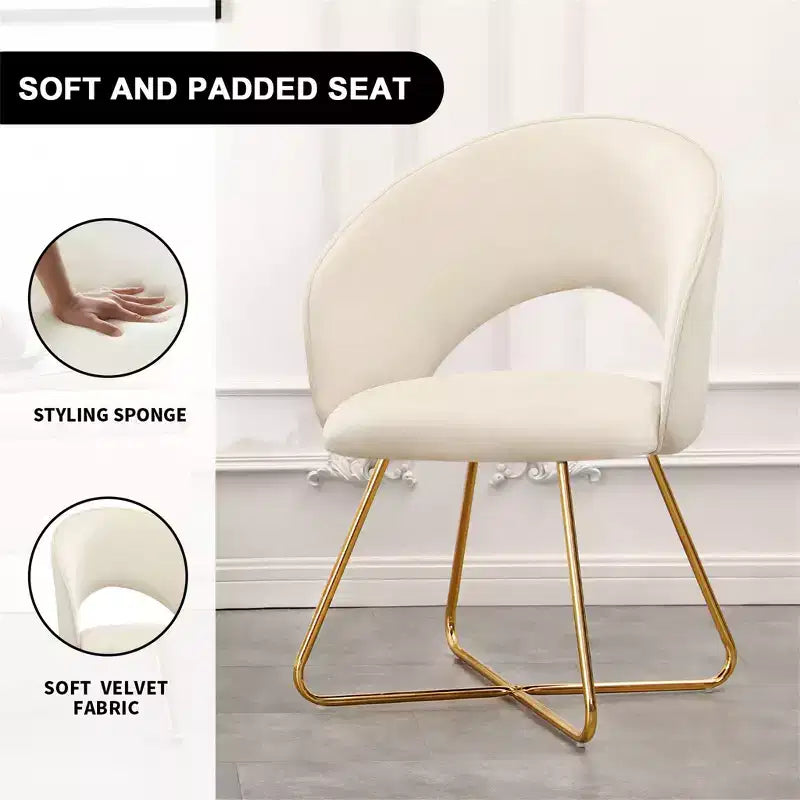 Sedia da toeletta in finto velluto, sedia moderna per vanity, sgabello imbottito per trucco per camera da letto, soggiorno, spogliatoio