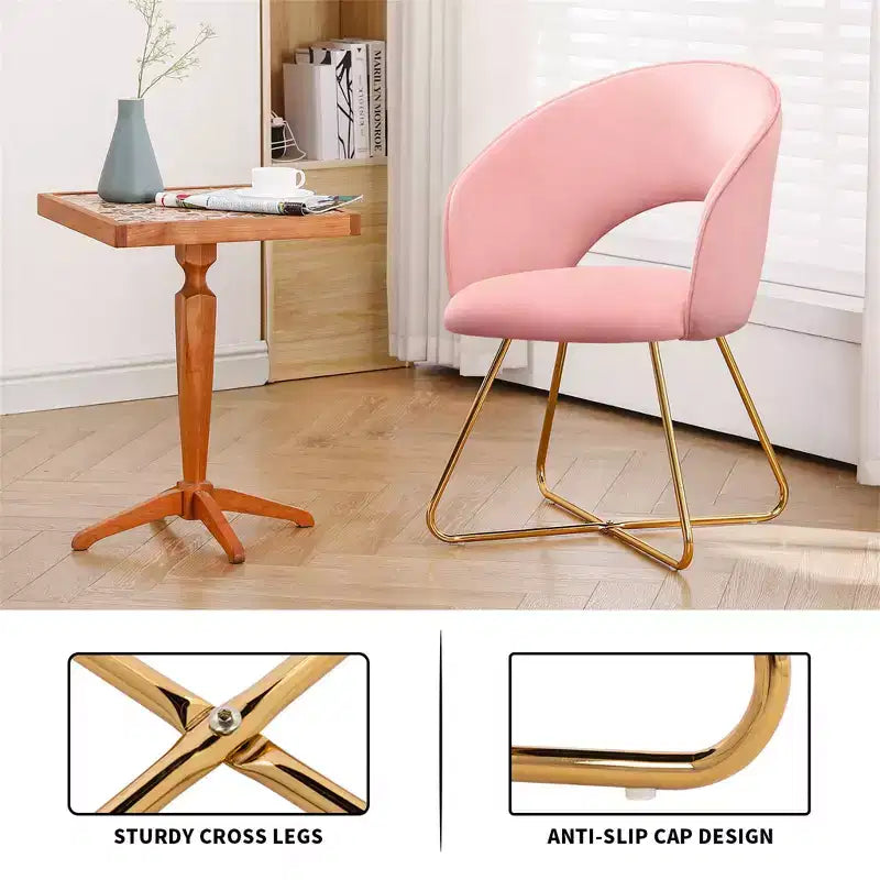Sedia da toeletta in finto velluto, sedia moderna per vanity, sgabello imbottito per trucco per camera da letto, soggiorno, spogliatoio