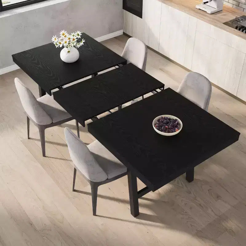 Tavolo da Pranzo Allungabile, Tavolo da Pranzo Rettangolare Industriale, Struttura in Metallo, per Sala da Pranzo, Cucina