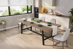 Extendable Dining Table, Industrial Rectangular Dining Room Table, Metal Frame, for Dining Room, Kitchen