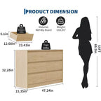 Cassettiera a 6 cassetti, cassettiera da fattoria da 120 cm con design senza maniglie, mobile contenitore in legno di rovere naturale per camera da letto e soggiorno, marrone