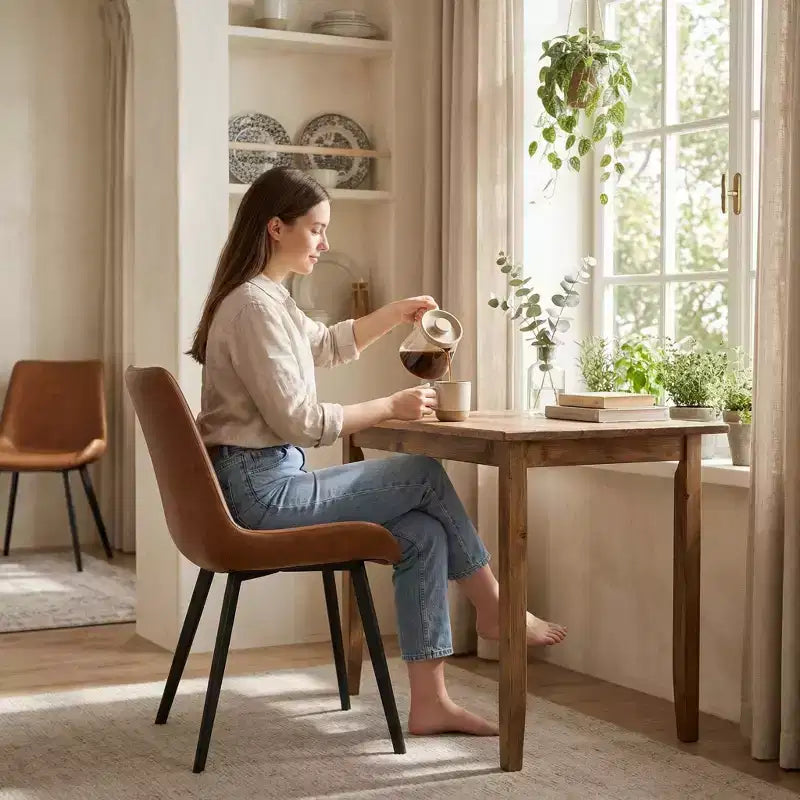 Set di 2 sedie da pranzo in PU, sedie da cucina moderne imbottite con gambe in metallo, sedie da sala da pranzo in similpelle per sala da pranzo, cucina