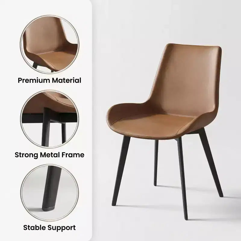 Set di 2 sedie da pranzo in PU, sedie da cucina moderne imbottite con gambe in metallo, sedie da sala da pranzo in similpelle per sala da pranzo, cucina