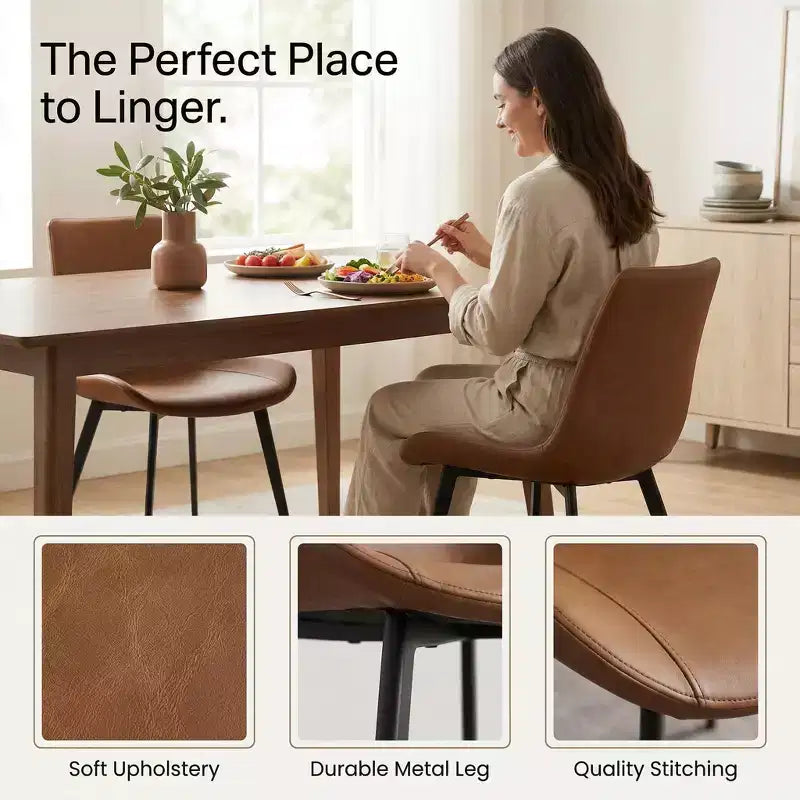 Set di 2 sedie da pranzo in PU, sedie da cucina moderne imbottite con gambe in metallo, sedie da sala da pranzo in similpelle per sala da pranzo, cucina