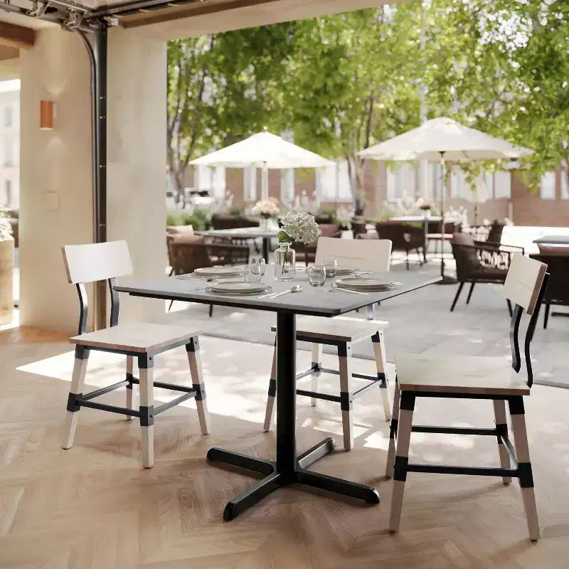 Piano del Tavolo di Livello Commerciale con Tecnologia HPL e Base a X Regolabile in Altezza