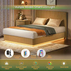 Struttura letto galleggiante a LED con supporto in metallo resistente