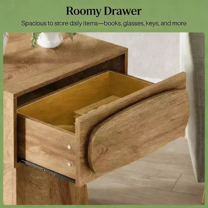 Tavolino moderno in legno con cassetto contenitore