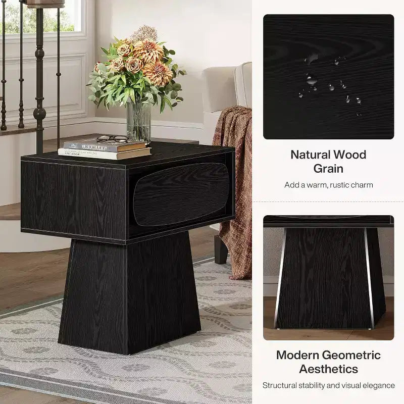 Tavolino moderno in legno con cassetto contenitore