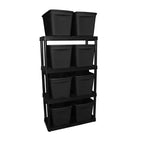 Scaffalatura a 4 ripiani a altezza fissa ventilata per impieghi medi 14 x 32 x 54.5 Sistema organizzativo per casa, garage, cantina e lavanderia, nero
