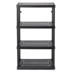 Scaffalatura a 4 ripiani a altezza fissa ventilata per impieghi medi 14 x 32 x 54.5 Sistema organizzativo per casa, garage, cantina e lavanderia, nero
