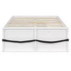 Letto a Piattaforma Miller in Legno con Libreria, Vetrina, Luce LED e Cassetto