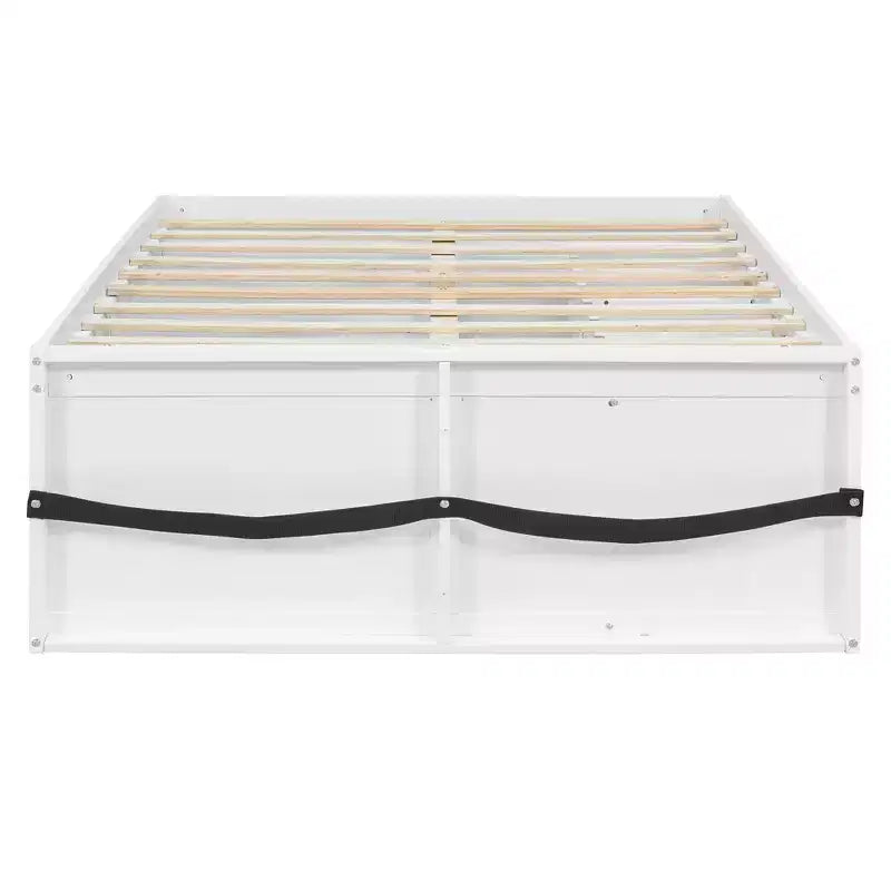 Letto a Piattaforma Miller in Legno con Libreria, Vetrina, Luce LED e Cassetto