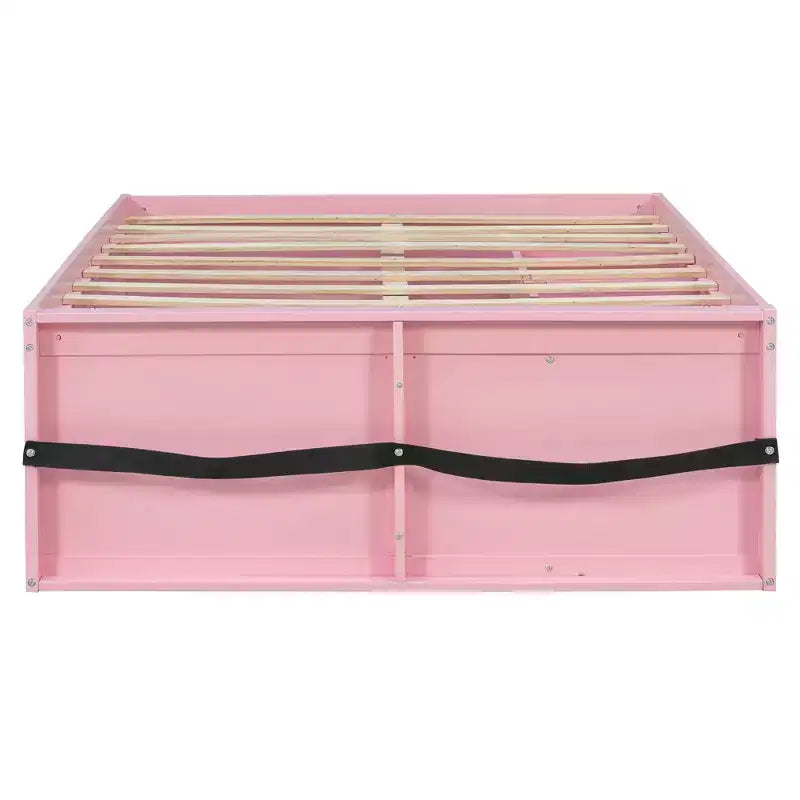 Letto a Piattaforma Miller in Legno con Libreria, Vetrina, Luce LED e Cassetto