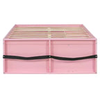 Letto a Piattaforma Miller in Legno con Libreria, Vetrina, Luce LED e Cassetto