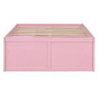 Letto a Piattaforma Miller in Legno con Libreria, Vetrina, Luce LED e Cassetto