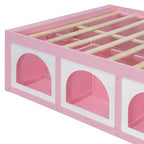 Letto a Piattaforma Miller in Legno con Libreria, Vetrina, Luce LED e Cassetto