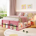 GDFStudio Miller Wooden Platform Bed with Bookshelf, Display Cabinet, LED Light and Drawer