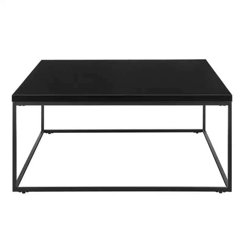 HomeRoots 35 Black Wood And Metal Square Frame Coffee Table