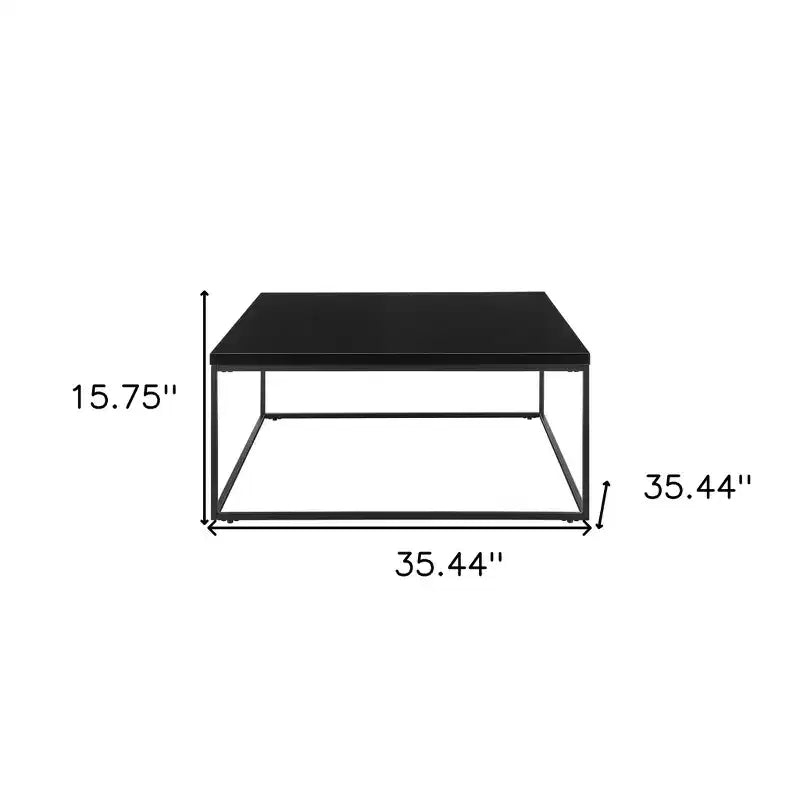 Tavolino da caffè quadrato da 35" in legno nero e metallo