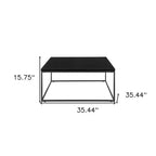 Tavolino da caffè quadrato da 35" in legno nero e metallo