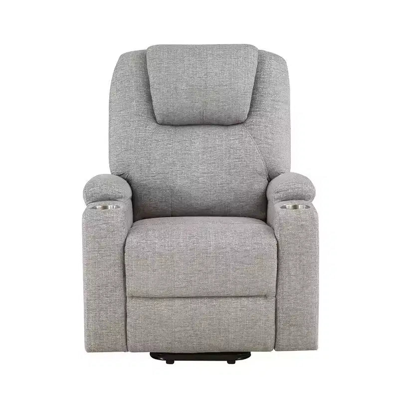 Divano reclinabile elettrico - ciniglia grigio chiaro