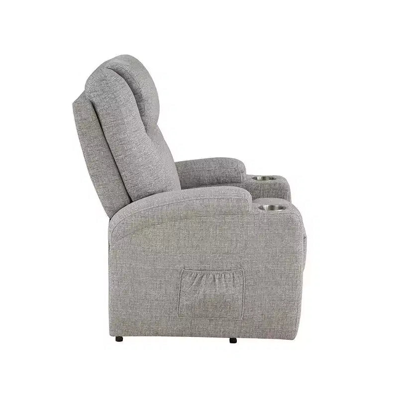 Divano reclinabile elettrico - ciniglia grigio chiaro